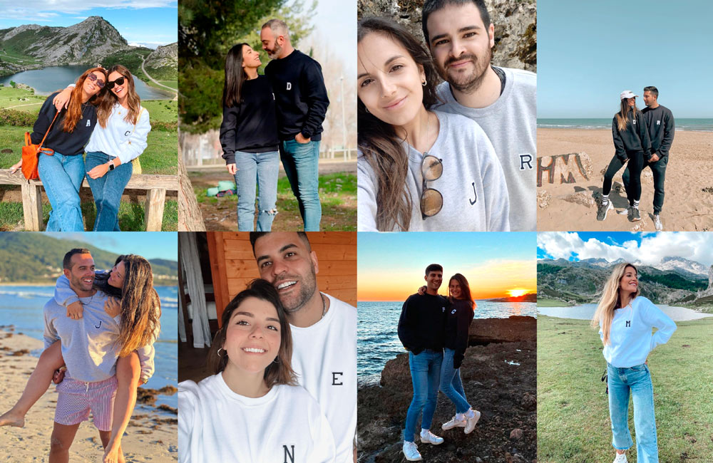 Clientes de Vieneyva con sudaderas con sus iniciales
