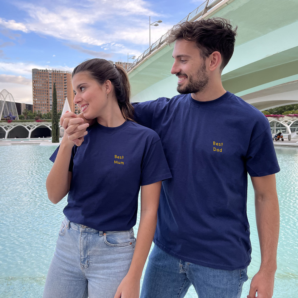 Camisetas azul marino Best Mum y Best Dad
