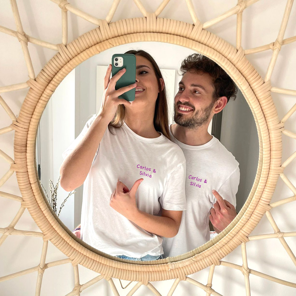 Camisetas con los nombres de la pareja