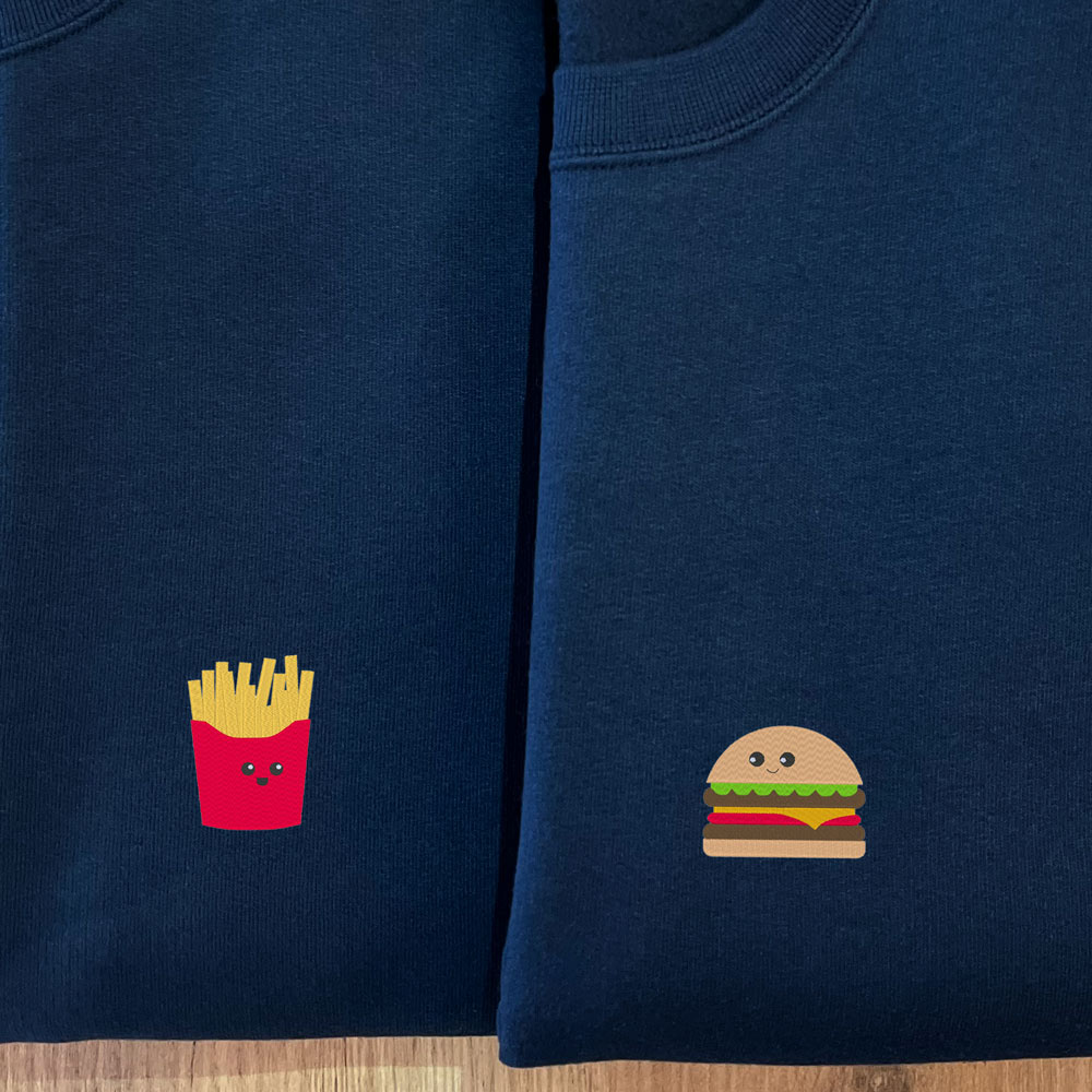 sudaderas-hamburguesa-patatas-fritas Sudaderas azul marino con hamburguesa y patatas fritas