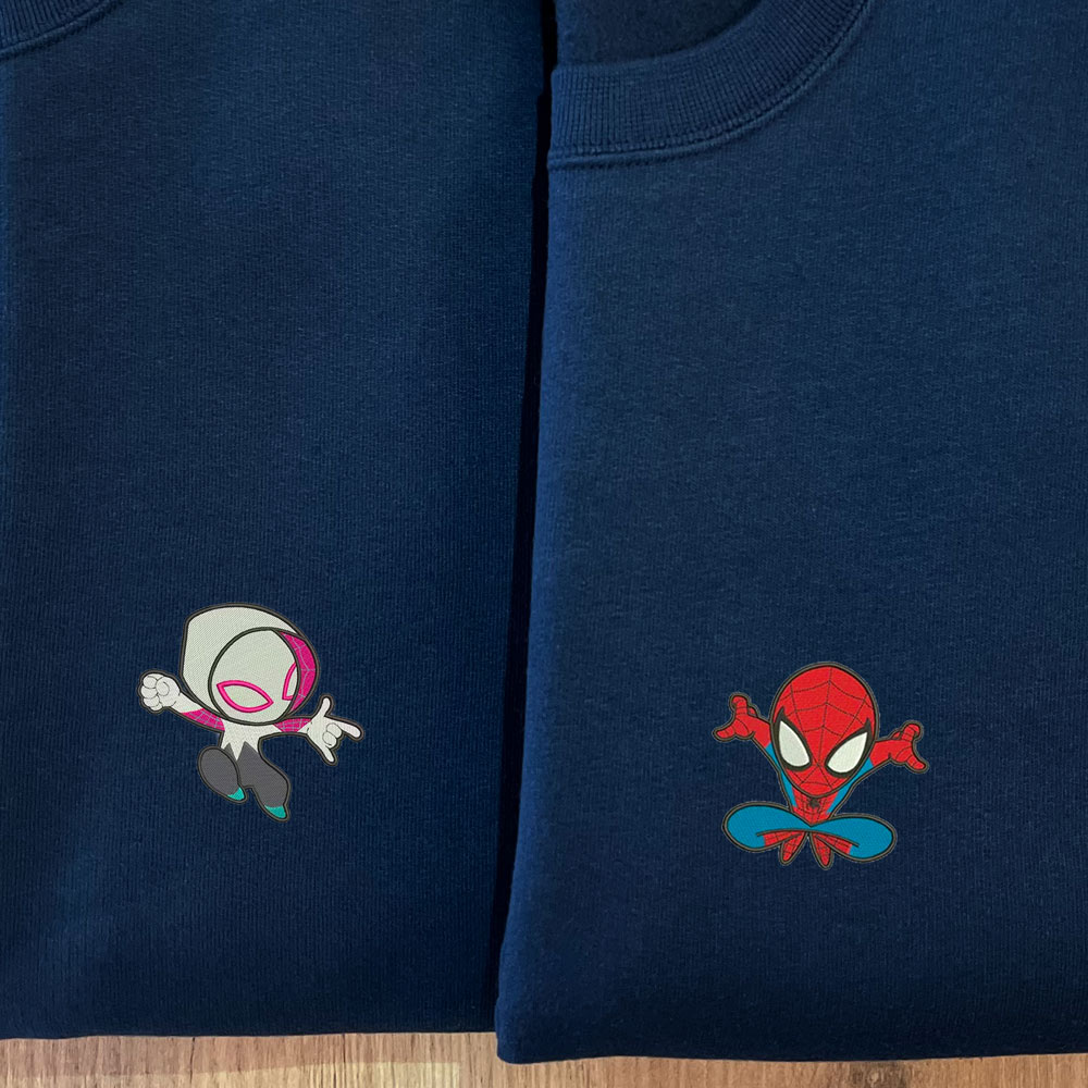 sudaderas-spiderman-gwen Sudadera azul marino personalizada con Spiderman y Gwen