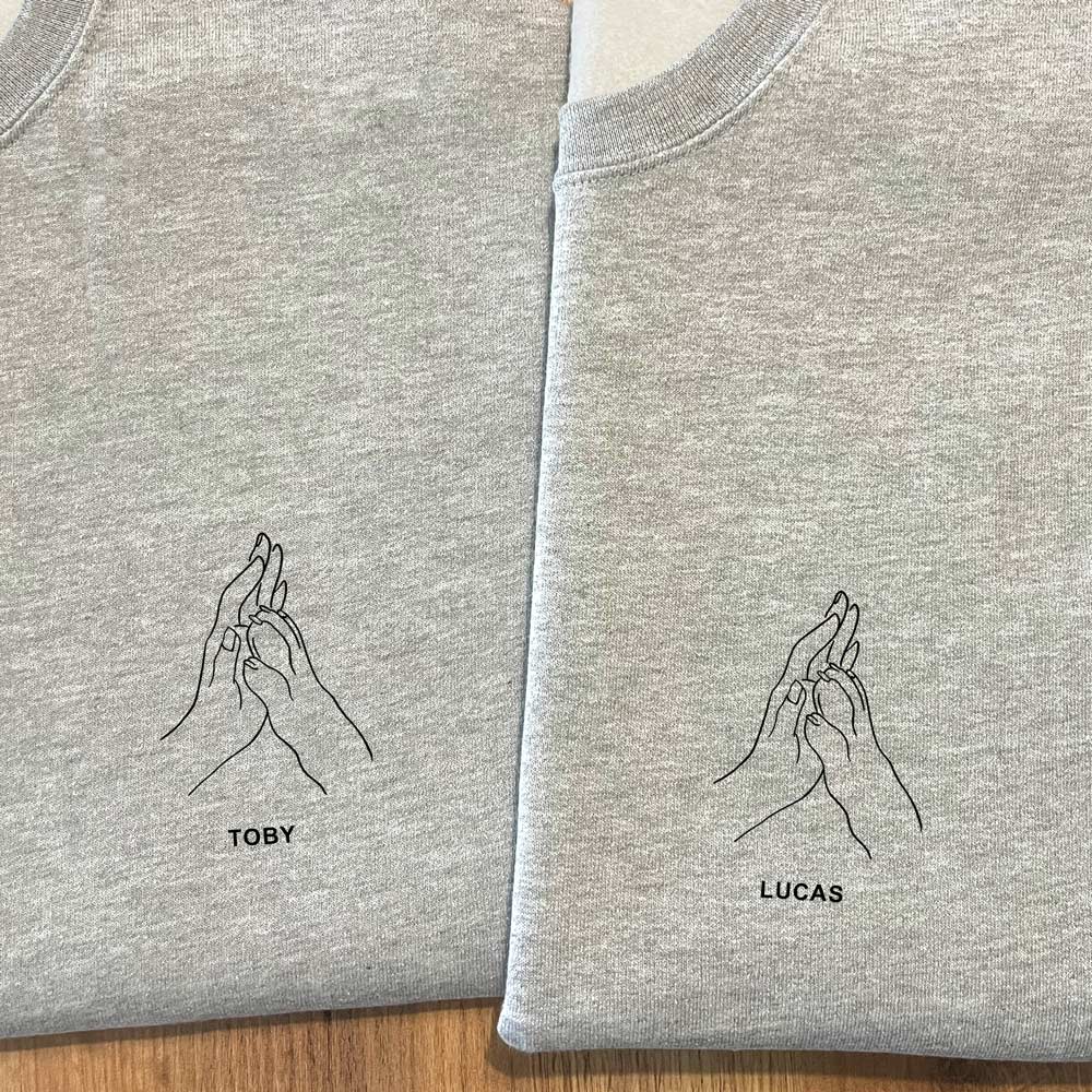 Sudaderas personalizadas con mano y pata de perro o gato