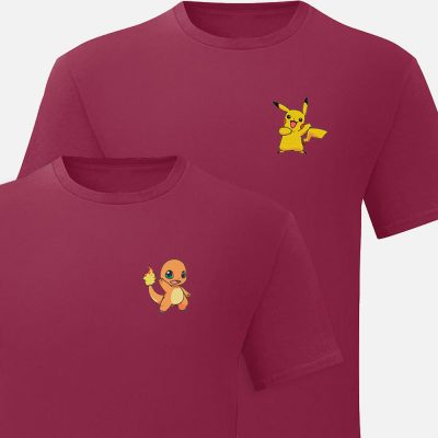 Camiseta Pokemon con Pikachu y Charmander