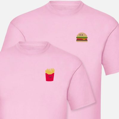Camisetas hamburguesa y patatas fritas
